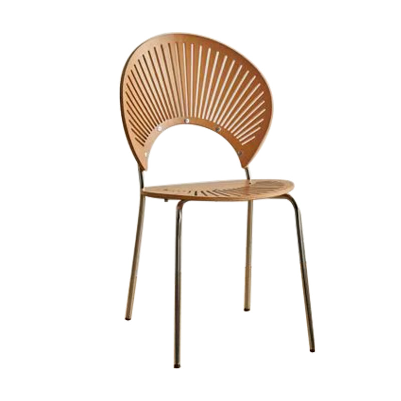 Metal Dining Room Chairs Set Contemporary Style Oval Open Back Side Chair Light Brown 1 Piece Clearhalo ' kitchen&dining_furn' 'Dining Chairs' 'Dining Tables & Seating' 'dining_chair' 'furn' 'furn_dining_chair' 'Furniture' 'furniture_dining_chair' 'Kitchen & Dining Furniture' 'kitchen' 3835330