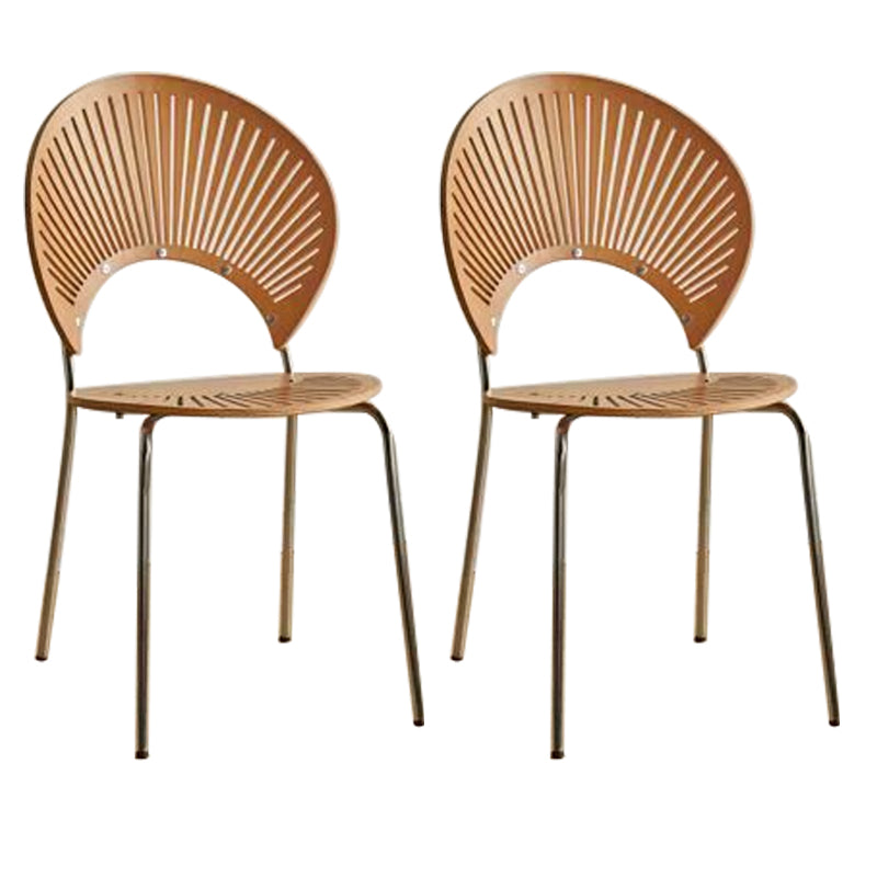 Metal Dining Room Chairs Set Contemporary Style Oval Open Back Side Chair Light Brown 2 Piece Set Clearhalo ' kitchen&dining_furn' 'Dining Chairs' 'Dining Tables & Seating' 'dining_chair' 'furn' 'furn_dining_chair' 'Furniture' 'furniture_dining_chair' 'Kitchen & Dining Furniture' 'kitchen' 3835332
