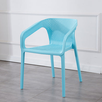 Modern Style Plastic Dining Arm Chair Stacking Dining Chair for Dining Room Blue 1 Piece Clearhalo ' kitchen&dining_furn' 'Dining Chairs' 'Dining Tables & Seating' 'dining_chair' 'furn' 'furn_dining_chair' 'Furniture' 'furniture_dining_chair' 'Kitchen & Dining Furniture' 'kitchen' 3835336