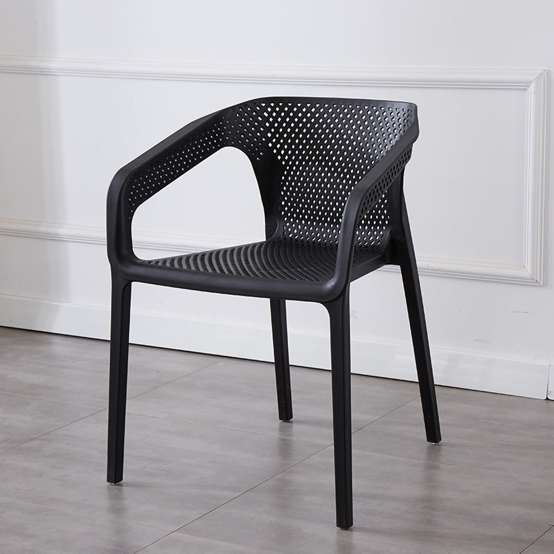 Modern Style Plastic Dining Arm Chair Stacking Dining Chair for Dining Room Black 1 Piece Clearhalo ' kitchen&dining_furn' 'Dining Chairs' 'Dining Tables & Seating' 'dining_chair' 'furn' 'furn_dining_chair' 'Furniture' 'furniture_dining_chair' 'Kitchen & Dining Furniture' 'kitchen' 3835347
