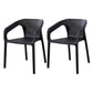 Modern Style Plastic Dining Arm Chair Stacking Dining Chair for Dining Room Black 2 Piece Set Clearhalo ' kitchen&dining_furn' 'Dining Chairs' 'Dining Tables & Seating' 'dining_chair' 'furn' 'furn_dining_chair' 'Furniture' 'furniture_dining_chair' 'Kitchen & Dining Furniture' 'kitchen' 3835350