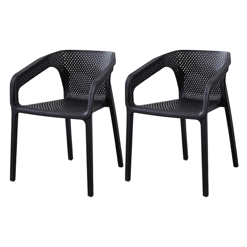 Modern Style Plastic Dining Arm Chair Stacking Dining Chair for Dining Room Black 2 Piece Set Clearhalo ' kitchen&dining_furn' 'Dining Chairs' 'Dining Tables & Seating' 'dining_chair' 'furn' 'furn_dining_chair' 'Furniture' 'furniture_dining_chair' 'Kitchen & Dining Furniture' 'kitchen' 3835350