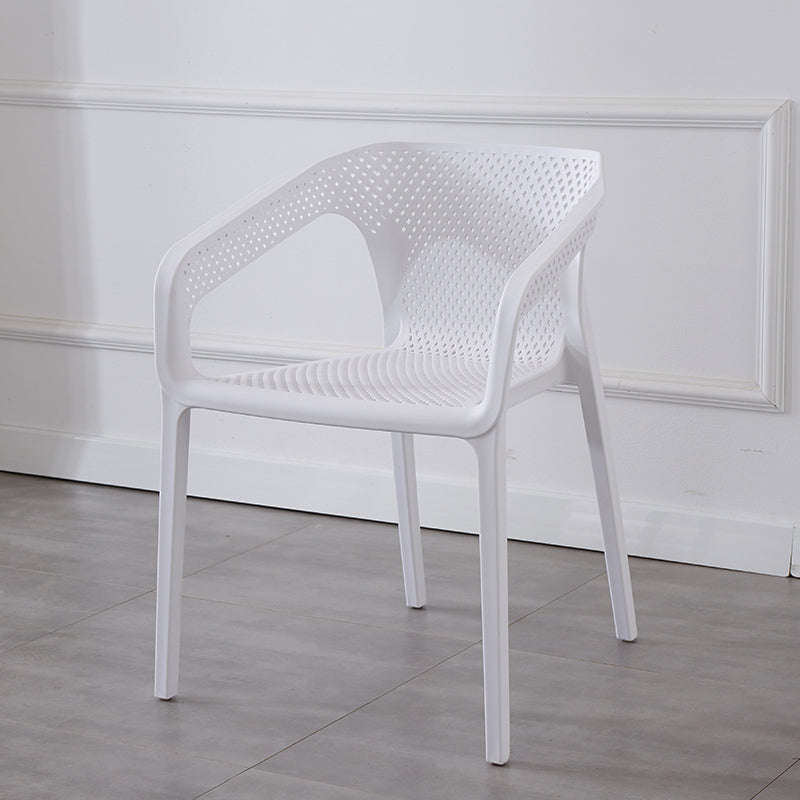 Modern Style Plastic Dining Arm Chair Stacking Dining Chair for Dining Room White 1 Piece Clearhalo ' kitchen&dining_furn' 'Dining Chairs' 'Dining Tables & Seating' 'dining_chair' 'furn' 'furn_dining_chair' 'Furniture' 'furniture_dining_chair' 'Kitchen & Dining Furniture' 'kitchen' 3835353