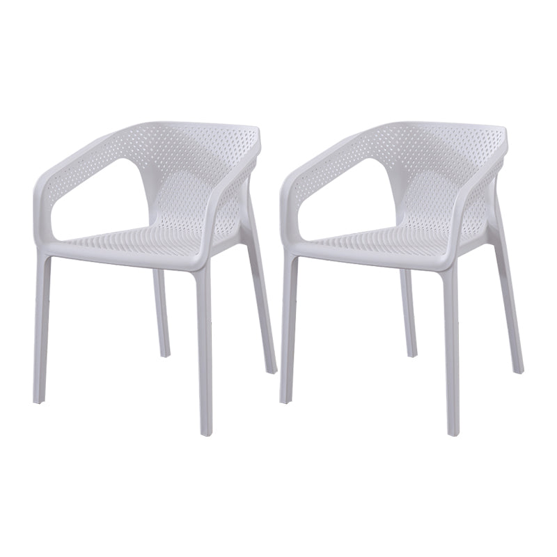 Modern Style Plastic Dining Arm Chair Stacking Dining Chair for Dining Room White 2 Piece Set Clearhalo ' kitchen&dining_furn' 'Dining Chairs' 'Dining Tables & Seating' 'dining_chair' 'furn' 'furn_dining_chair' 'Furniture' 'furniture_dining_chair' 'Kitchen & Dining Furniture' 'kitchen' 3835355