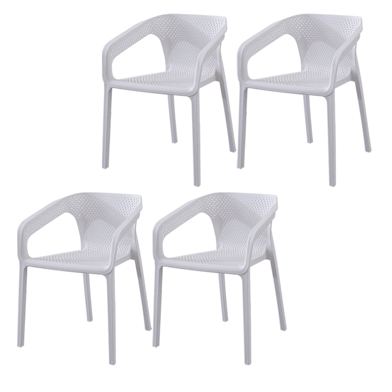 Modern Style Plastic Dining Arm Chair Stacking Dining Chair for Dining Room White 4 Piece Set Clearhalo ' kitchen&dining_furn' 'Dining Chairs' 'Dining Tables & Seating' 'dining_chair' 'furn' 'furn_dining_chair' 'Furniture' 'furniture_dining_chair' 'Kitchen & Dining Furniture' 'kitchen' 3835358