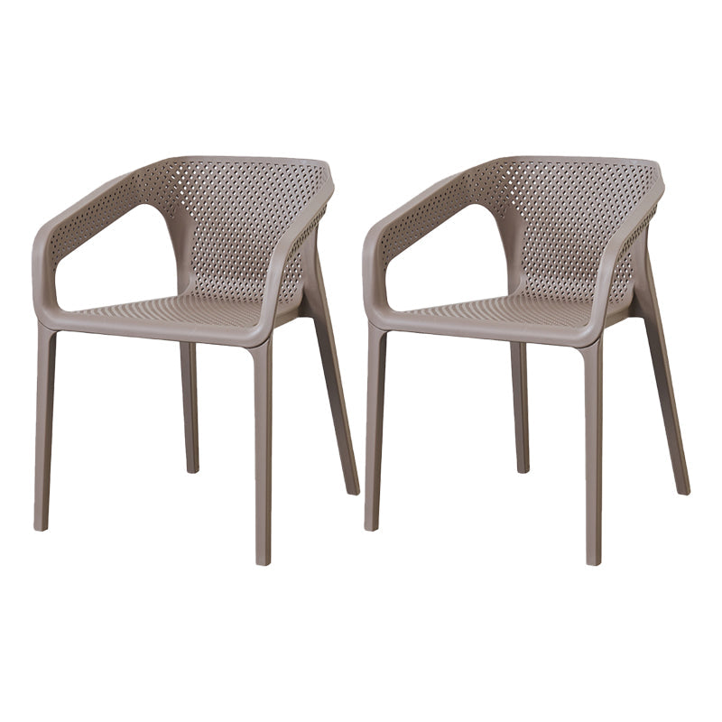 Modern Style Plastic Dining Arm Chair Stacking Dining Chair for Dining Room Brown 2 Piece Set Clearhalo ' kitchen&dining_furn' 'Dining Chairs' 'Dining Tables & Seating' 'dining_chair' 'furn' 'furn_dining_chair' 'Furniture' 'furniture_dining_chair' 'Kitchen & Dining Furniture' 'kitchen' 3835361