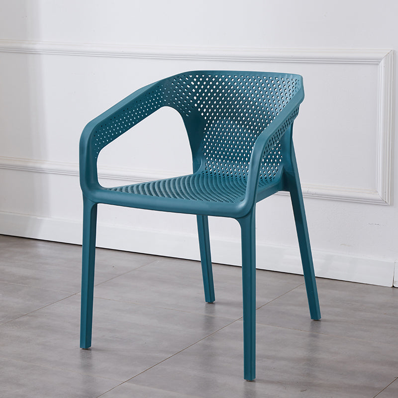 Modern Style Plastic Dining Arm Chair Stacking Dining Chair for Dining Room Dark Blue 1 Piece Clearhalo ' kitchen&dining_furn' 'Dining Chairs' 'Dining Tables & Seating' 'dining_chair' 'furn' 'furn_dining_chair' 'Furniture' 'furniture_dining_chair' 'Kitchen & Dining Furniture' 'kitchen' 3835368