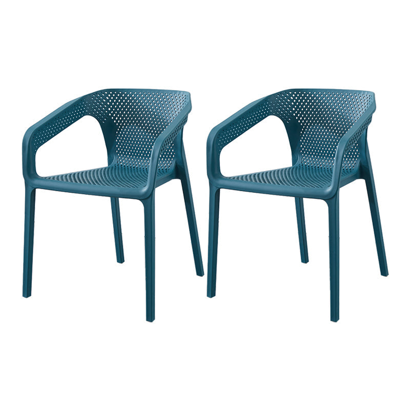 Modern Style Plastic Dining Arm Chair Stacking Dining Chair for Dining Room Dark Blue 2 Piece Set Clearhalo ' kitchen&dining_furn' 'Dining Chairs' 'Dining Tables & Seating' 'dining_chair' 'furn' 'furn_dining_chair' 'Furniture' 'furniture_dining_chair' 'Kitchen & Dining Furniture' 'kitchen' 3835369