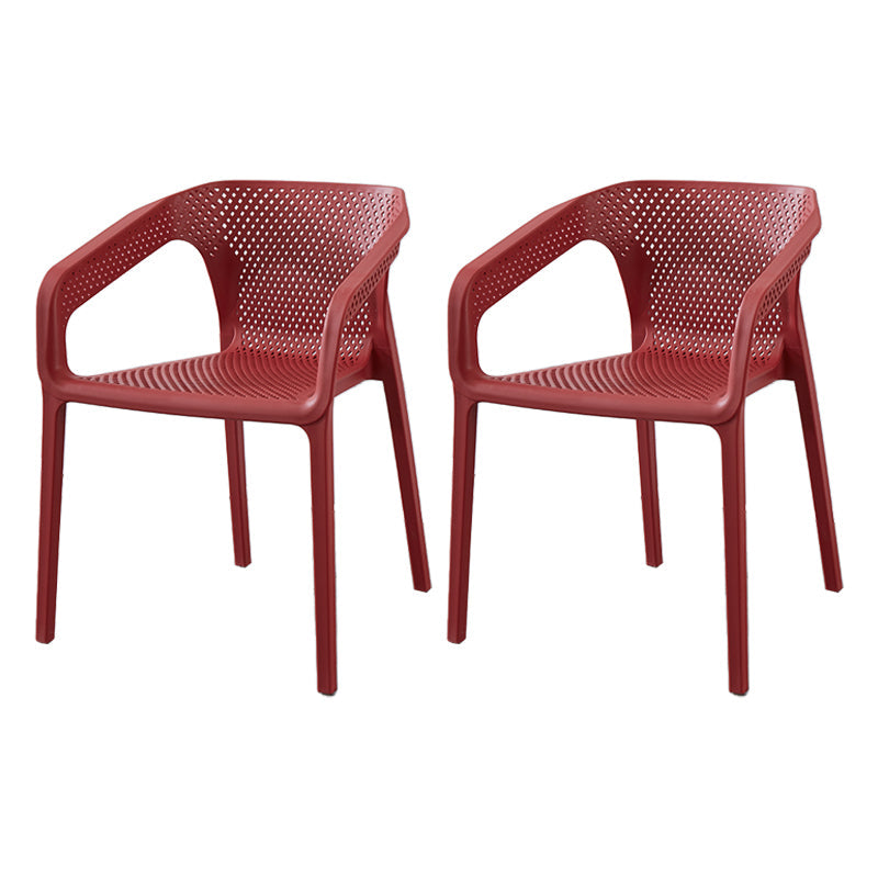 Modern Style Plastic Dining Arm Chair Stacking Dining Chair for Dining Room Light Burgundy 2 Piece Set Clearhalo ' kitchen&dining_furn' 'Dining Chairs' 'Dining Tables & Seating' 'dining_chair' 'furn' 'furn_dining_chair' 'Furniture' 'furniture_dining_chair' 'Kitchen & Dining Furniture' 'kitchen' 3835378