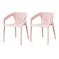 Modern Style Plastic Dining Arm Chair Stacking Dining Chair for Dining Room Pink 2 Piece Set Clearhalo ' kitchen&dining_furn' 'Dining Chairs' 'Dining Tables & Seating' 'dining_chair' 'furn' 'furn_dining_chair' 'Furniture' 'furniture_dining_chair' 'Kitchen & Dining Furniture' 'kitchen' 3835384