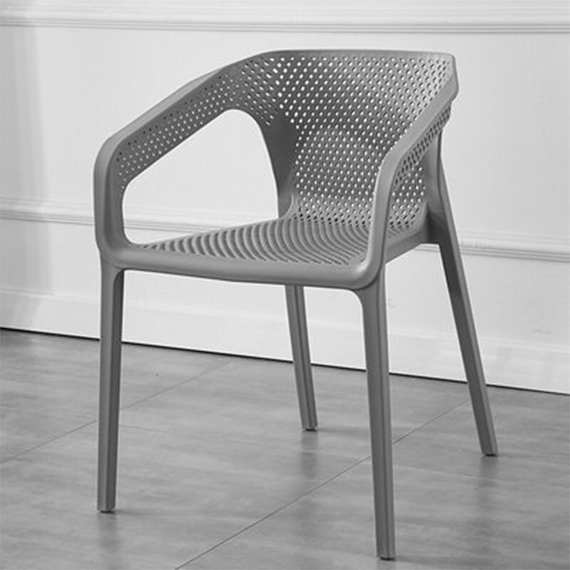 Modern Style Plastic Dining Arm Chair Stacking Dining Chair for Dining Room Grey 1 Piece Clearhalo ' kitchen&dining_furn' 'Dining Chairs' 'Dining Tables & Seating' 'dining_chair' 'furn' 'furn_dining_chair' 'Furniture' 'furniture_dining_chair' 'Kitchen & Dining Furniture' 'kitchen' 3835386