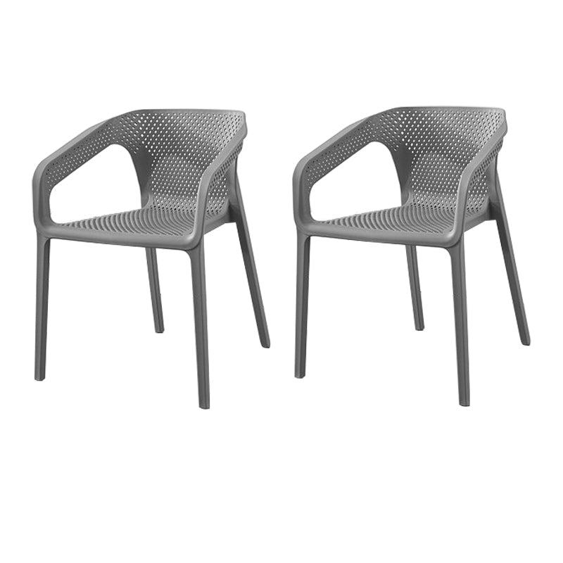 Modern Style Plastic Dining Arm Chair Stacking Dining Chair for Dining Room Grey 2 Piece Set Clearhalo ' kitchen&dining_furn' 'Dining Chairs' 'Dining Tables & Seating' 'dining_chair' 'furn' 'furn_dining_chair' 'Furniture' 'furniture_dining_chair' 'Kitchen & Dining Furniture' 'kitchen' 3835387