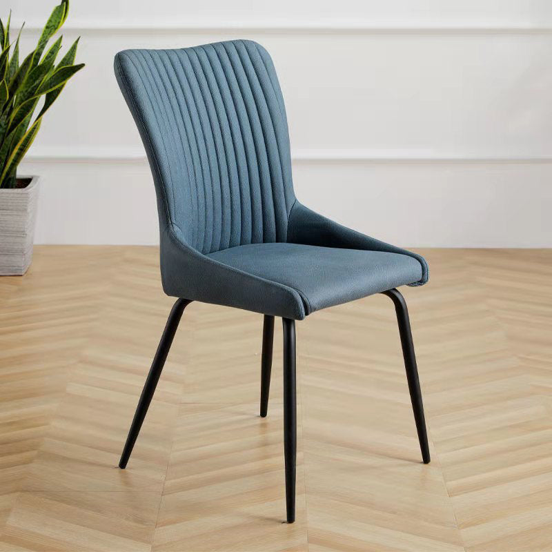 Leather Scandinavian Hotel Side Chair Parsons 18.5'' Wide Dining Chair with Black Legs Navy 1 Piece Clearhalo ' kitchen&dining_furn' 'Dining Chairs' 'Dining Tables & Seating' 'dining_chair' 'furn' 'furn_dining_chair' 'Furniture' 'furniture_dining_chair' 'Kitchen & Dining Furniture' 'kitchen' 3835390