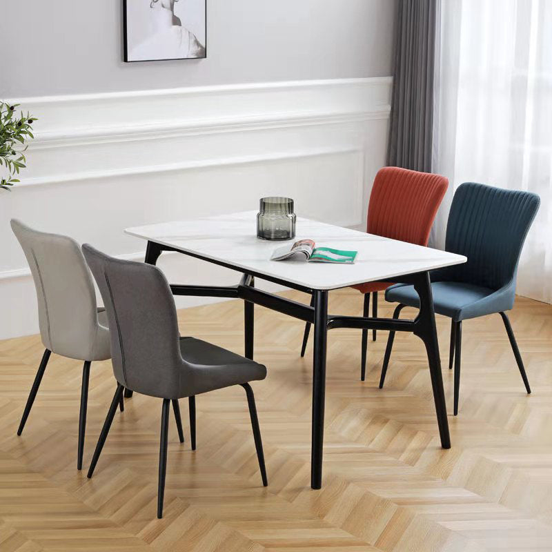 Leather Scandinavian Hotel Side Chair Parsons 18.5'' Wide Dining Chair with Black Legs Clearhalo ' kitchen&dining_furn' 'Dining Chairs' 'Dining Tables & Seating' 'dining_chair' 'furn' 'furn_dining_chair' 'Furniture' 'furniture_dining_chair' 'Kitchen & Dining Furniture' 'kitchen' 3835394