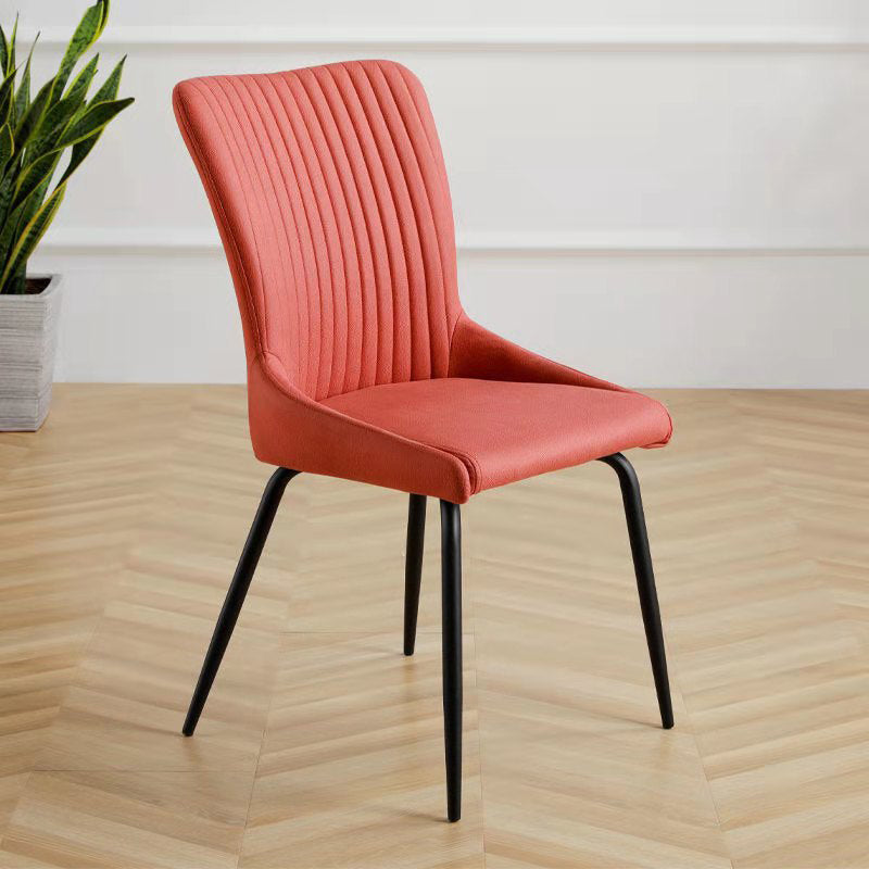 Leather Scandinavian Hotel Side Chair Parsons 18.5'' Wide Dining Chair with Black Legs Red 1 Piece Clearhalo ' kitchen&dining_furn' 'Dining Chairs' 'Dining Tables & Seating' 'dining_chair' 'furn' 'furn_dining_chair' 'Furniture' 'furniture_dining_chair' 'Kitchen & Dining Furniture' 'kitchen' 3835396