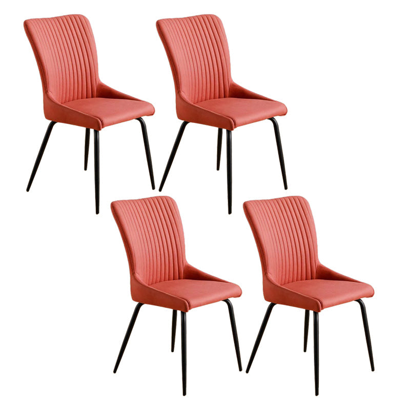 Leather Scandinavian Hotel Side Chair Parsons 18.5'' Wide Dining Chair with Black Legs Red 4 Piece Set Clearhalo ' kitchen&dining_furn' 'Dining Chairs' 'Dining Tables & Seating' 'dining_chair' 'furn' 'furn_dining_chair' 'Furniture' 'furniture_dining_chair' 'Kitchen & Dining Furniture' 'kitchen' 3835400