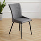 Leather Scandinavian Hotel Side Chair Parsons 18.5'' Wide Dining Chair with Black Legs Dark Gray 1 Piece Clearhalo ' kitchen&dining_furn' 'Dining Chairs' 'Dining Tables & Seating' 'dining_chair' 'furn' 'furn_dining_chair' 'Furniture' 'furniture_dining_chair' 'Kitchen & Dining Furniture' 'kitchen' 3835402