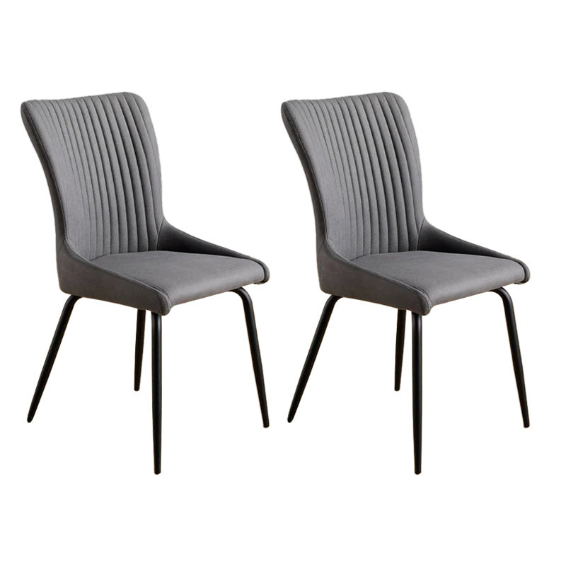 Leather Scandinavian Hotel Side Chair Parsons 18.5'' Wide Dining Chair with Black Legs Dark Gray 2 Piece Set Clearhalo ' kitchen&dining_furn' 'Dining Chairs' 'Dining Tables & Seating' 'dining_chair' 'furn' 'furn_dining_chair' 'Furniture' 'furniture_dining_chair' 'Kitchen & Dining Furniture' 'kitchen' 3835403