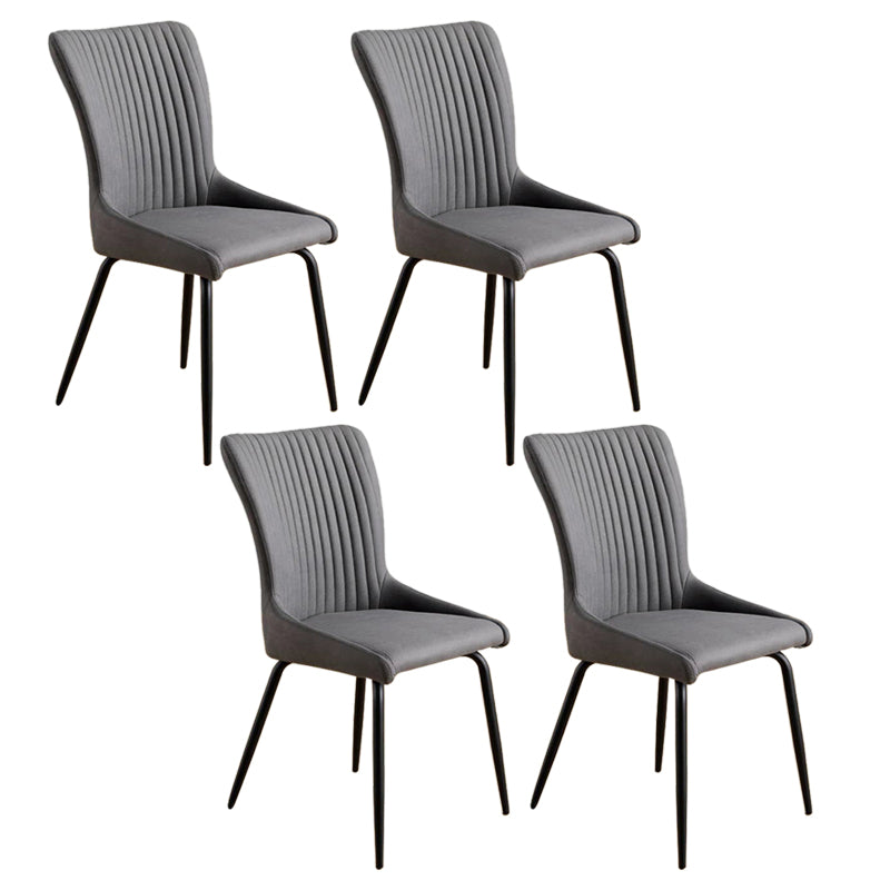Leather Scandinavian Hotel Side Chair Parsons 18.5'' Wide Dining Chair with Black Legs Dark Gray 4 Piece Set Clearhalo ' kitchen&dining_furn' 'Dining Chairs' 'Dining Tables & Seating' 'dining_chair' 'furn' 'furn_dining_chair' 'Furniture' 'furniture_dining_chair' 'Kitchen & Dining Furniture' 'kitchen' 3835405
