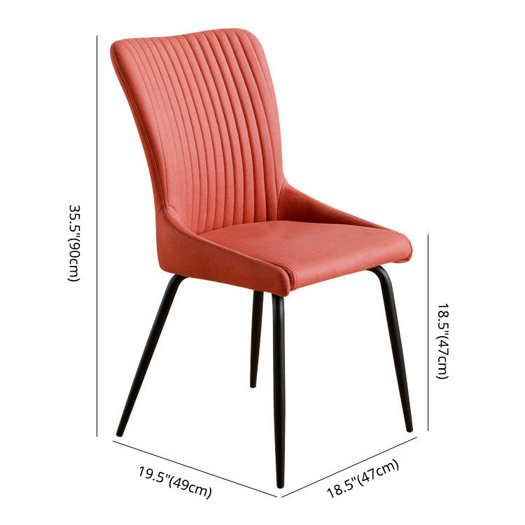 Leather Scandinavian Hotel Side Chair Parsons 18.5'' Wide Dining Chair with Black Legs Clearhalo ' kitchen&dining_furn' 'Dining Chairs' 'Dining Tables & Seating' 'dining_chair' 'furn' 'furn_dining_chair' 'Furniture' 'furniture_dining_chair' 'Kitchen & Dining Furniture' 'kitchen' 3835406