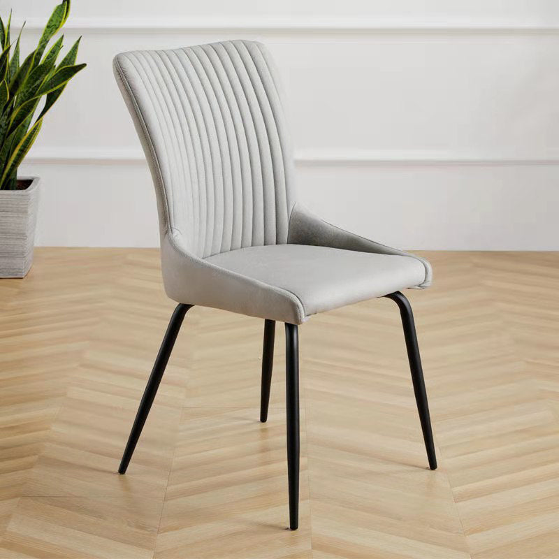 Leather Scandinavian Hotel Side Chair Parsons 18.5'' Wide Dining Chair with Black Legs Light Gray 1 Piece Clearhalo ' kitchen&dining_furn' 'Dining Chairs' 'Dining Tables & Seating' 'dining_chair' 'furn' 'furn_dining_chair' 'Furniture' 'furniture_dining_chair' 'Kitchen & Dining Furniture' 'kitchen' 3835407