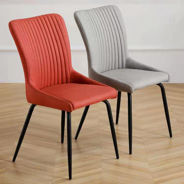 Leather Scandinavian Hotel Side Chair Parsons 18.5'' Wide Dining Chair with Black Legs Clearhalo ' kitchen&dining_furn' 'Dining Chairs' 'Dining Tables & Seating' 'dining_chair' 'furn' 'furn_dining_chair' 'Furniture' 'furniture_dining_chair' 'Kitchen & Dining Furniture' 'kitchen' 3835408