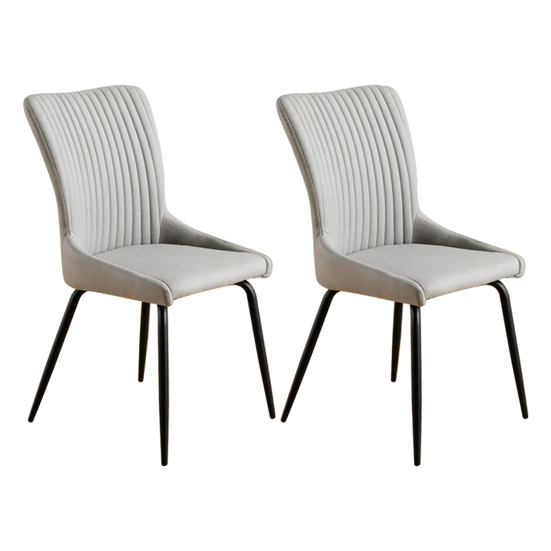 Leather Scandinavian Hotel Side Chair Parsons 18.5'' Wide Dining Chair with Black Legs Light Gray 2 Piece Set Clearhalo ' kitchen&dining_furn' 'Dining Chairs' 'Dining Tables & Seating' 'dining_chair' 'furn' 'furn_dining_chair' 'Furniture' 'furniture_dining_chair' 'Kitchen & Dining Furniture' 'kitchen' 3835409