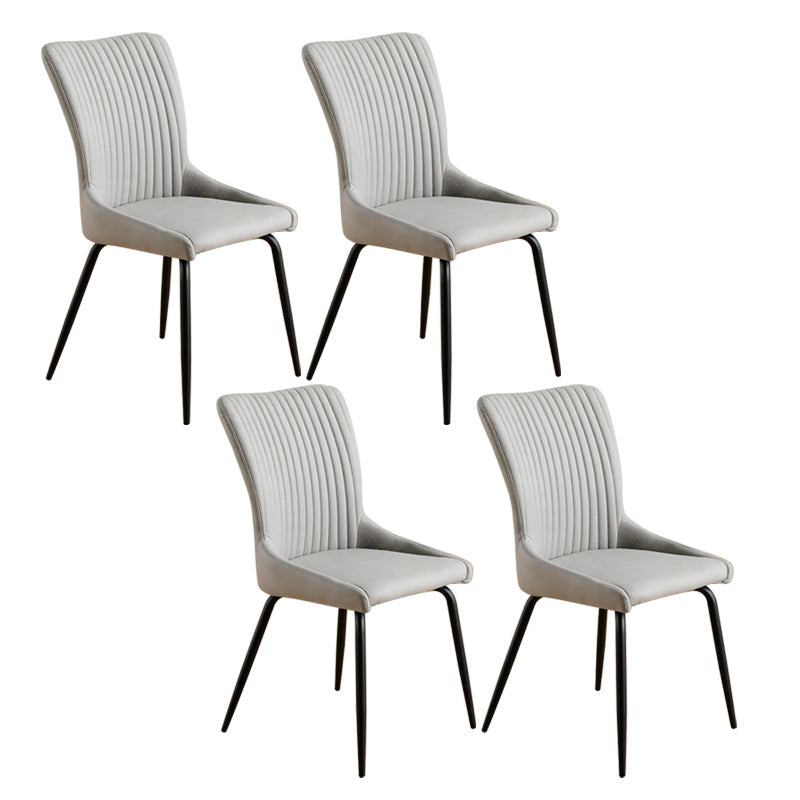 Leather Scandinavian Hotel Side Chair Parsons 18.5'' Wide Dining Chair with Black Legs Light Gray 4 Piece Set Clearhalo ' kitchen&dining_furn' 'Dining Chairs' 'Dining Tables & Seating' 'dining_chair' 'furn' 'furn_dining_chair' 'Furniture' 'furniture_dining_chair' 'Kitchen & Dining Furniture' 'kitchen' 3835411