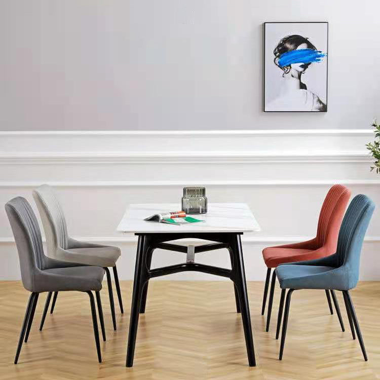 Leather Scandinavian Hotel Side Chair Parsons 18.5'' Wide Dining Chair with Black Legs Clearhalo ' kitchen&dining_furn' 'Dining Chairs' 'Dining Tables & Seating' 'dining_chair' 'furn' 'furn_dining_chair' 'Furniture' 'furniture_dining_chair' 'Kitchen & Dining Furniture' 'kitchen' 3835413