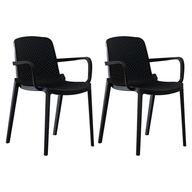 Modern Indoor-Outdoor Dining Arm Chair Multicolor Plastic Dining Arm Chair Black 2 Piece Set Clearhalo ' kitchen&dining_furn' 'Dining Chairs' 'Dining Tables & Seating' 'dining_chair' 'furn' 'furn_dining_chair' 'Furniture' 'furniture_dining_chair' 'Kitchen & Dining Furniture' 'kitchen' 3835416