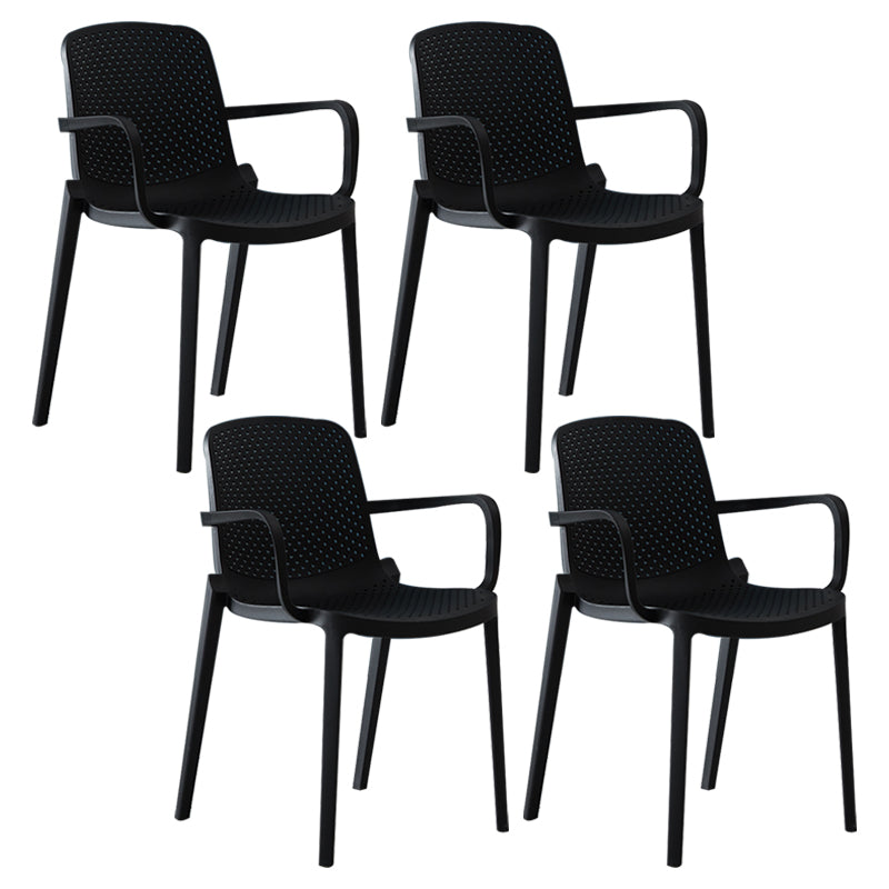 Modern Indoor-Outdoor Dining Arm Chair Multicolor Plastic Dining Arm Chair Black 4 Piece Set Clearhalo ' kitchen&dining_furn' 'Dining Chairs' 'Dining Tables & Seating' 'dining_chair' 'furn' 'furn_dining_chair' 'Furniture' 'furniture_dining_chair' 'Kitchen & Dining Furniture' 'kitchen' 3835417