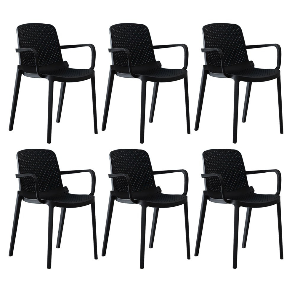Modern Indoor-Outdoor Dining Arm Chair Multicolor Plastic Dining Arm Chair Black 6 Piece Set Clearhalo ' kitchen&dining_furn' 'Dining Chairs' 'Dining Tables & Seating' 'dining_chair' 'furn' 'furn_dining_chair' 'Furniture' 'furniture_dining_chair' 'Kitchen & Dining Furniture' 'kitchen' 3835419
