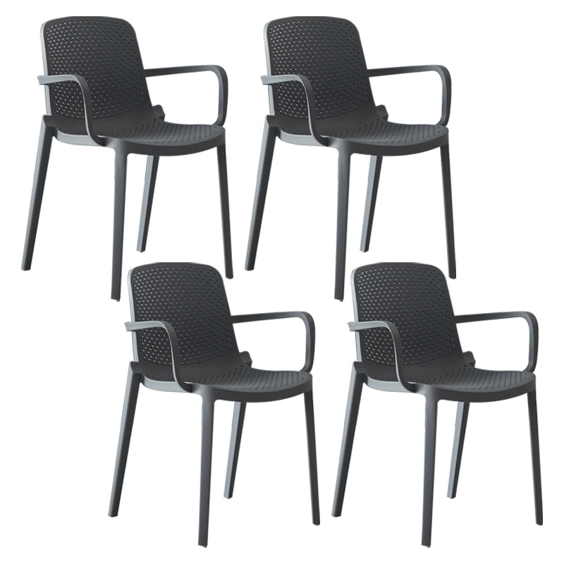 Modern Indoor-Outdoor Dining Arm Chair Multicolor Plastic Dining Arm Chair Grey 4 Piece Set Clearhalo ' kitchen&dining_furn' 'Dining Chairs' 'Dining Tables & Seating' 'dining_chair' 'furn' 'furn_dining_chair' 'Furniture' 'furniture_dining_chair' 'Kitchen & Dining Furniture' 'kitchen' 3835423