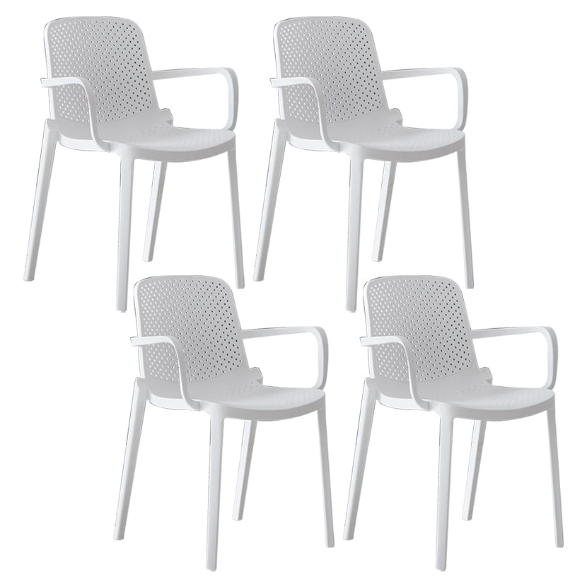 Modern Indoor-Outdoor Dining Arm Chair Multicolor Plastic Dining Arm Chair White 4 Piece Set Clearhalo ' kitchen&dining_furn' 'Dining Chairs' 'Dining Tables & Seating' 'dining_chair' 'furn' 'furn_dining_chair' 'Furniture' 'furniture_dining_chair' 'Kitchen & Dining Furniture' 'kitchen' 3835430