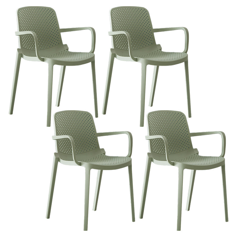 Modern Indoor-Outdoor Dining Arm Chair Multicolor Plastic Dining Arm Chair Green 4 Piece Set Clearhalo ' kitchen&dining_furn' 'Dining Chairs' 'Dining Tables & Seating' 'dining_chair' 'furn' 'furn_dining_chair' 'Furniture' 'furniture_dining_chair' 'Kitchen & Dining Furniture' 'kitchen' 3835445