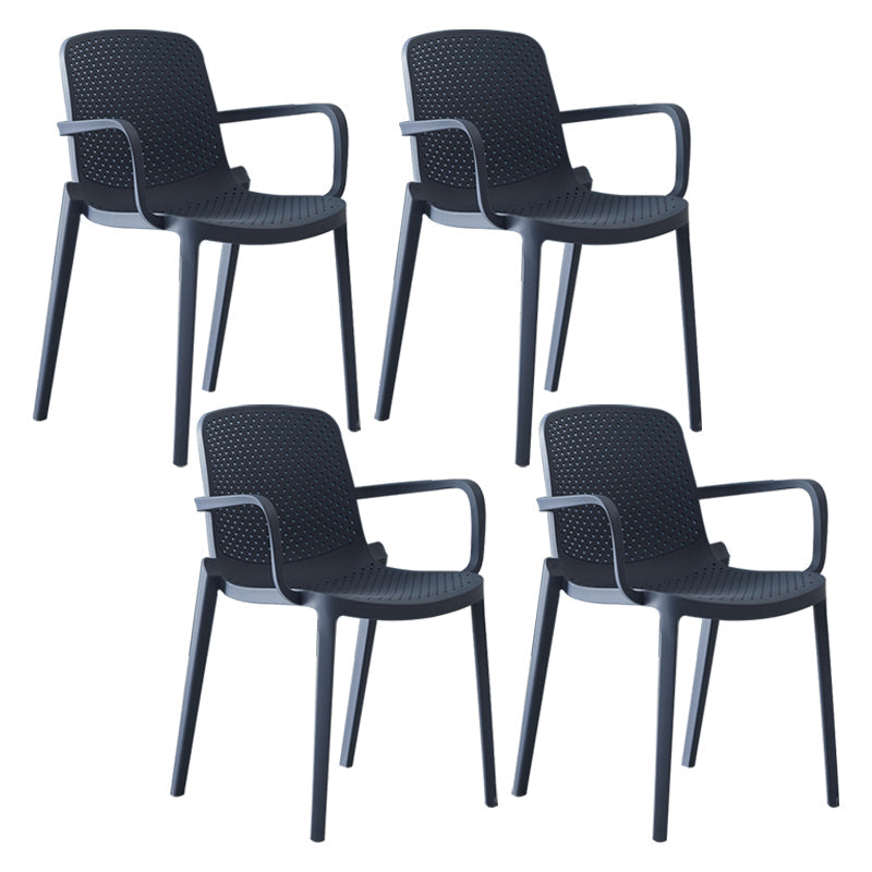 Modern Indoor-Outdoor Dining Arm Chair Multicolor Plastic Dining Arm Chair Gray-Blue 4 Piece Set Clearhalo ' kitchen&dining_furn' 'Dining Chairs' 'Dining Tables & Seating' 'dining_chair' 'furn' 'furn_dining_chair' 'Furniture' 'furniture_dining_chair' 'Kitchen & Dining Furniture' 'kitchen' 3835451