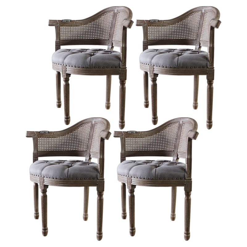 Solid Wood Country Style Dining Room Chairs Matte Finish Open Back Dining Arm Chairs Light Gray 4 Piece Set Clearhalo ' kitchen&dining_furn' 'Dining Chairs' 'Dining Tables & Seating' 'dining_chair' 'furn' 'furn_dining_chair' 'Furniture' 'furniture_dining_chair' 'Kitchen & Dining Furniture' 'kitchen' 3835457