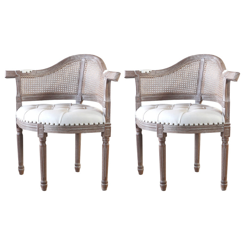 Solid Wood Country Style Dining Room Chairs Matte Finish Open Back Dining Arm Chairs Beige 2 Piece Set Clearhalo ' kitchen&dining_furn' 'Dining Chairs' 'Dining Tables & Seating' 'dining_chair' 'furn' 'furn_dining_chair' 'Furniture' 'furniture_dining_chair' 'Kitchen & Dining Furniture' 'kitchen' 3835462