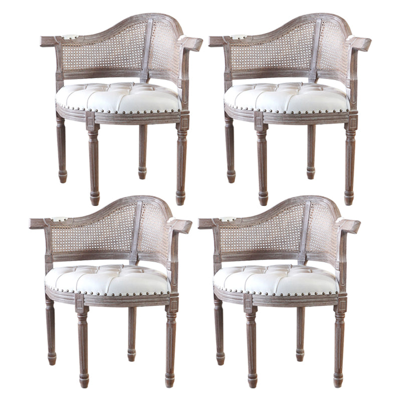 Solid Wood Country Style Dining Room Chairs Matte Finish Open Back Dining Arm Chairs Beige 4 Piece Set Clearhalo ' kitchen&dining_furn' 'Dining Chairs' 'Dining Tables & Seating' 'dining_chair' 'furn' 'furn_dining_chair' 'Furniture' 'furniture_dining_chair' 'Kitchen & Dining Furniture' 'kitchen' 3835463