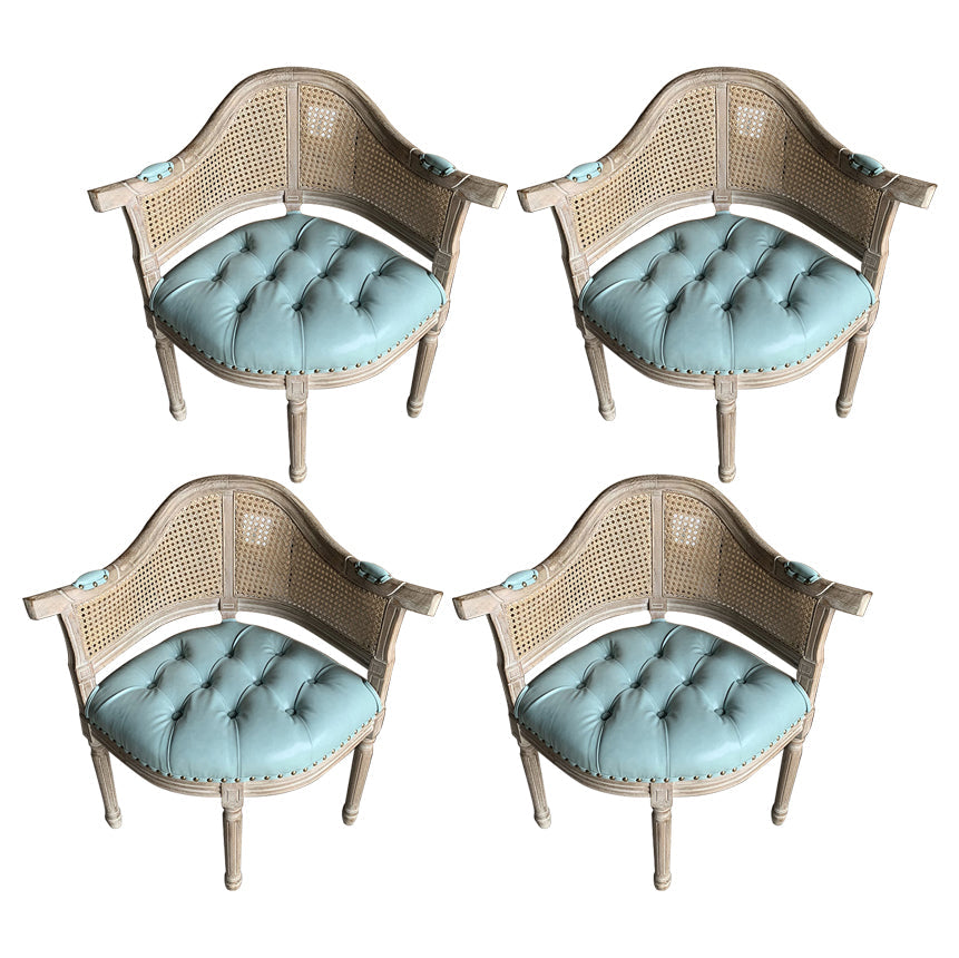 Solid Wood Country Style Dining Room Chairs Matte Finish Open Back Dining Arm Chairs Blue 4 Piece Set Clearhalo ' kitchen&dining_furn' 'Dining Chairs' 'Dining Tables & Seating' 'dining_chair' 'furn' 'furn_dining_chair' 'Furniture' 'furniture_dining_chair' 'Kitchen & Dining Furniture' 'kitchen' 3835469