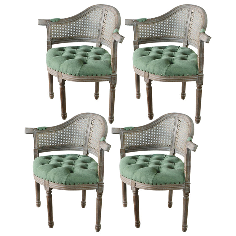 Solid Wood Country Style Dining Room Chairs Matte Finish Open Back Dining Arm Chairs Green 4 Piece Set Clearhalo ' kitchen&dining_furn' 'Dining Chairs' 'Dining Tables & Seating' 'dining_chair' 'furn' 'furn_dining_chair' 'Furniture' 'furniture_dining_chair' 'Kitchen & Dining Furniture' 'kitchen' 3835474