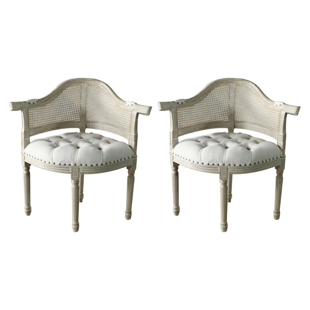 Solid Wood Country Style Dining Room Chairs Matte Finish Open Back Dining Arm Chairs Distressed White 2 Piece Set Clearhalo ' kitchen&dining_furn' 'Dining Chairs' 'Dining Tables & Seating' 'dining_chair' 'furn' 'furn_dining_chair' 'Furniture' 'furniture_dining_chair' 'Kitchen & Dining Furniture' 'kitchen' 3835476