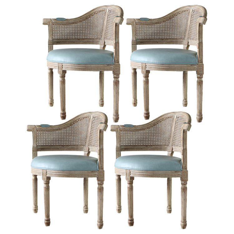 Solid Wood Country Style Dining Room Chairs Matte Finish Open Back Dining Arm Chairs Pink-Blue 4 Piece Set Clearhalo ' kitchen&dining_furn' 'Dining Chairs' 'Dining Tables & Seating' 'dining_chair' 'furn' 'furn_dining_chair' 'Furniture' 'furniture_dining_chair' 'Kitchen & Dining Furniture' 'kitchen' 3835479