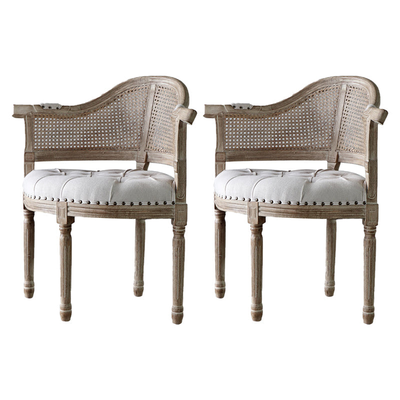 Solid Wood Country Style Dining Room Chairs Matte Finish Open Back Dining Arm Chairs Off-White 2 Piece Set Clearhalo ' kitchen&dining_furn' 'Dining Chairs' 'Dining Tables & Seating' 'dining_chair' 'furn' 'furn_dining_chair' 'Furniture' 'furniture_dining_chair' 'Kitchen & Dining Furniture' 'kitchen' 3835481