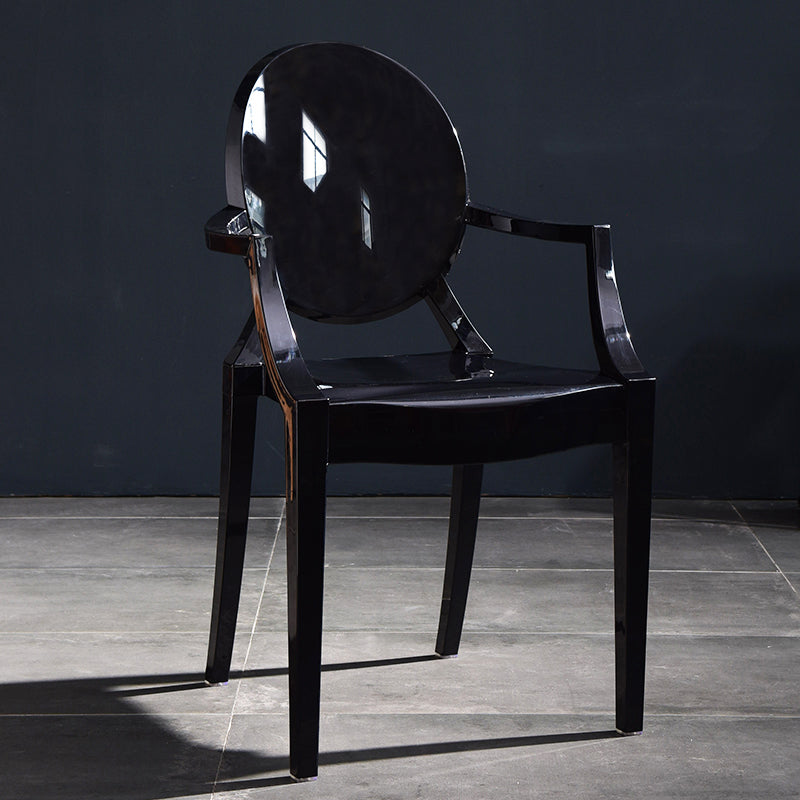 Scandinavian Plastic Dining Arm Chair Open Back Side Chair for Home Use Black 1 Piece Clearhalo ' kitchen&dining_furn' 'Dining Chairs' 'Dining Tables & Seating' 'dining_chair' 'furn' 'furn_dining_chair' 'Furniture' 'furniture_dining_chair' 'Kitchen & Dining Furniture' 'kitchen' 3835484