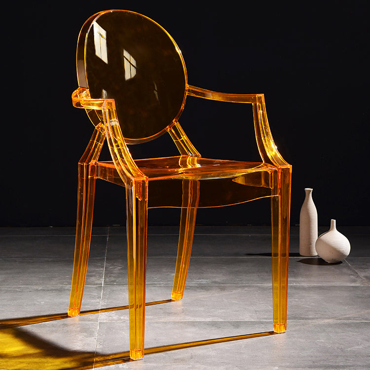 Scandinavian Plastic Dining Arm Chair Open Back Side Chair for Home Use Orange 1 Piece Clearhalo ' kitchen&dining_furn' 'Dining Chairs' 'Dining Tables & Seating' 'dining_chair' 'furn' 'furn_dining_chair' 'Furniture' 'furniture_dining_chair' 'Kitchen & Dining Furniture' 'kitchen' 3835485