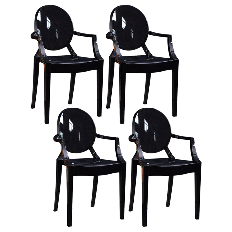 Scandinavian Plastic Dining Arm Chair Open Back Side Chair for Home Use Black 4 Piece Set Clearhalo ' kitchen&dining_furn' 'Dining Chairs' 'Dining Tables & Seating' 'dining_chair' 'furn' 'furn_dining_chair' 'Furniture' 'furniture_dining_chair' 'Kitchen & Dining Furniture' 'kitchen' 3835487