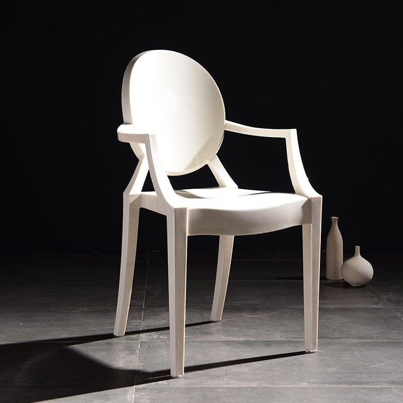 Scandinavian Plastic Dining Arm Chair Open Back Side Chair for Home Use White 1 Piece Clearhalo ' kitchen&dining_furn' 'Dining Chairs' 'Dining Tables & Seating' 'dining_chair' 'furn' 'furn_dining_chair' 'Furniture' 'furniture_dining_chair' 'Kitchen & Dining Furniture' 'kitchen' 3835489