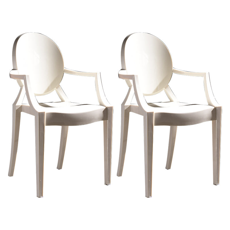 Scandinavian Plastic Dining Arm Chair Open Back Side Chair for Home Use White 2 Piece Set Clearhalo ' kitchen&dining_furn' 'Dining Chairs' 'Dining Tables & Seating' 'dining_chair' 'furn' 'furn_dining_chair' 'Furniture' 'furniture_dining_chair' 'Kitchen & Dining Furniture' 'kitchen' 3835491