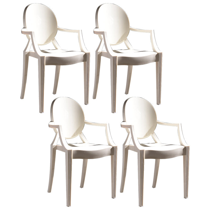 Scandinavian Plastic Dining Arm Chair Open Back Side Chair for Home Use White 4 Piece Set Clearhalo ' kitchen&dining_furn' 'Dining Chairs' 'Dining Tables & Seating' 'dining_chair' 'furn' 'furn_dining_chair' 'Furniture' 'furniture_dining_chair' 'Kitchen & Dining Furniture' 'kitchen' 3835494